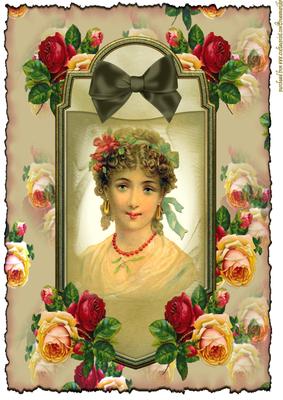 Vintage Lady A4 Antique Roses