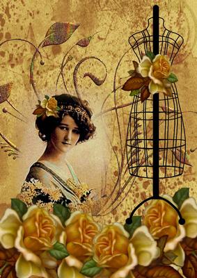 A4 Vintage Lady in Sepia