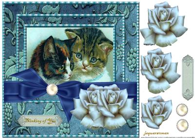 Vintage Kittens in Bleu