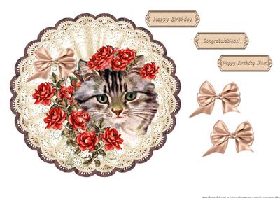 Vintage Kitten with Roses