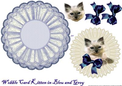 Wobble Card Kitten in Bleu and Grey