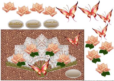 Lace Fan Roses Butterflies