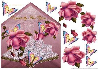 Lace Fan Roses and Butterflies3