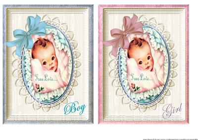 Vintage Baby Boy & Baby Girl - true Love - 