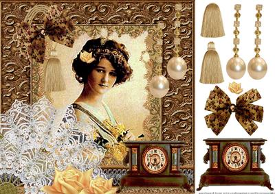 Vintage Lady in Gold Frame