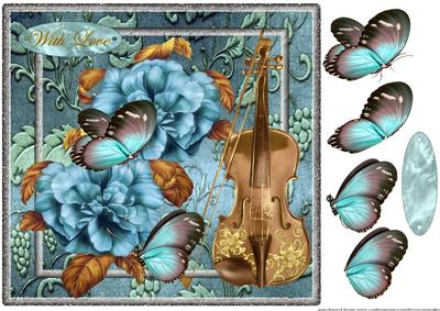 Violin,butterflies and Roses