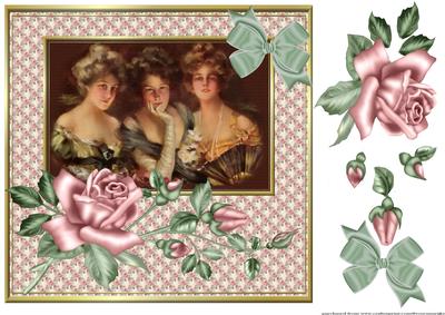 Beautiful Vintage Sisters with Romantic Roses