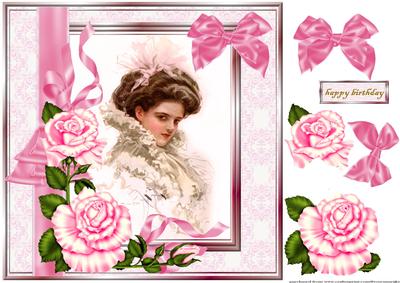 Vintage Lady Roses,satin Bows