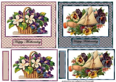 Antique Vintage Toppers Mother & Fathersday Two Cards