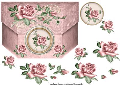 Boxcard Vintage Roses and Pearls