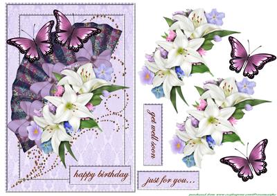 Butterflies,bows and Lillies Fan