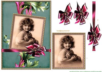 Sweet Vintage Girl with Kitten