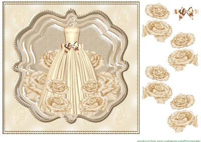 The Wedding Dress in Cream with Roses