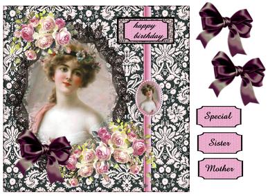 Victorian Lady with Roses and Bow