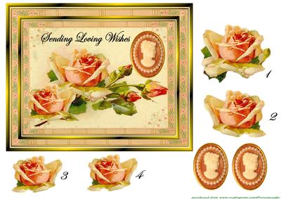 Vintage Antique Roses and Cameo