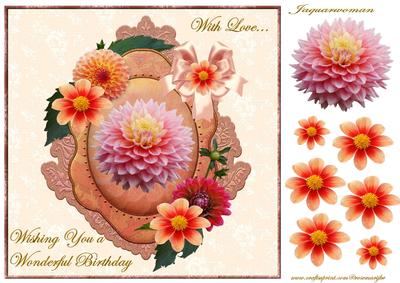 Floral Dahlia Birthday Card