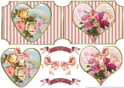 Vintage Hearts Roses Two Cards!