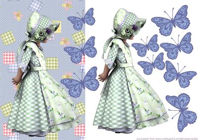 Bonnet Girl3 Patchwork and Butterflies
