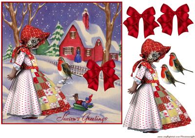 Bonnet Girl Christmas Vintage