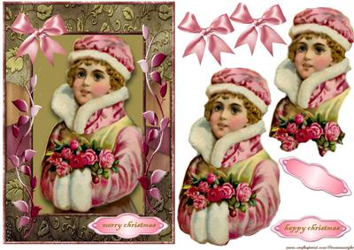 Vintage Snowgirl Pink Christmas