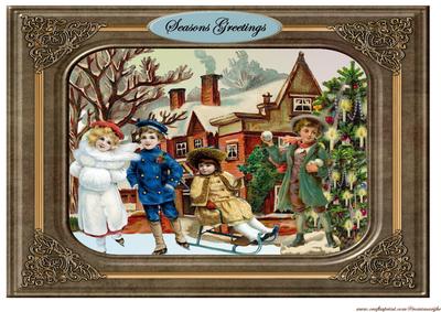 Vintagea4 Christmas Snowscene Collage