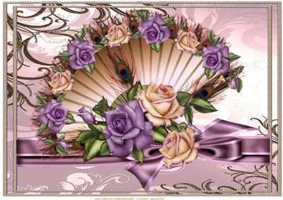 Oriental Fan with Roses - 