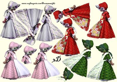 3D Decoupage Bonnet Girls