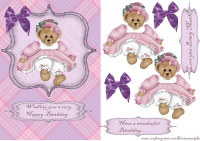 Cute Bear in Pink and Purple