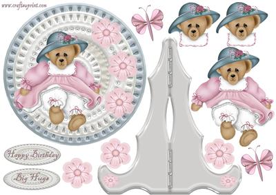 Girly Bear in Pink and Bleu