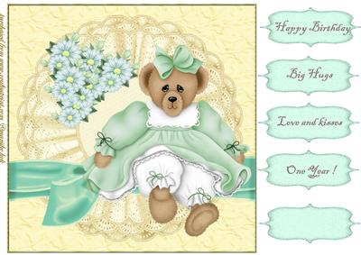 Girly Bear in Mint and Cream