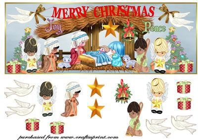 Large Dl Card Christmas Nativity