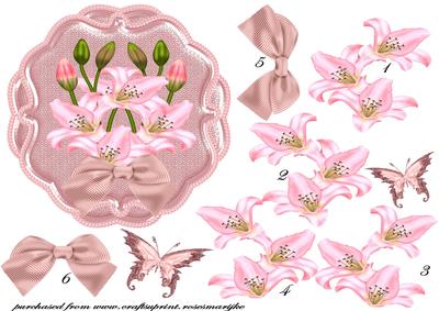 Lillies on Pink Satin