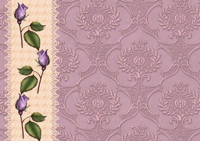 A4 Backing Paper Lavender Roses and Lace
