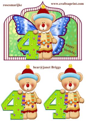Birthday Card Age 4 Clown Scallop