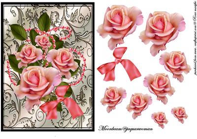 Sweet Romantic Roses on Damask