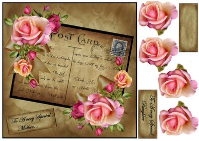 Vintage Postcard Roses Special Mother & Daughter