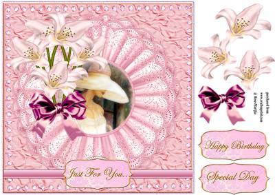 Vintage Lady in Pink with Lillies