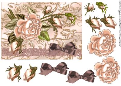 Vintage Roses on Brocade