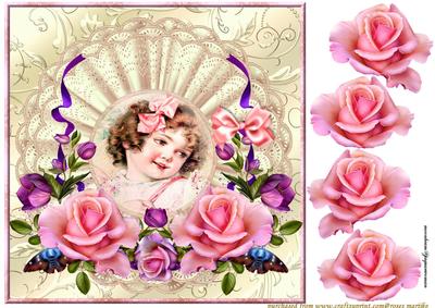 Sweet Vintage Girl Romantic Roses