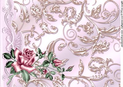 A4 Backing Paper Romantic Roses Brocade 2