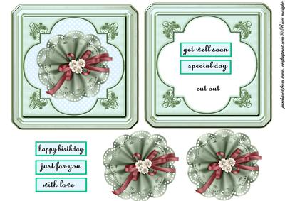 Frame Green Bow Birthday Card
