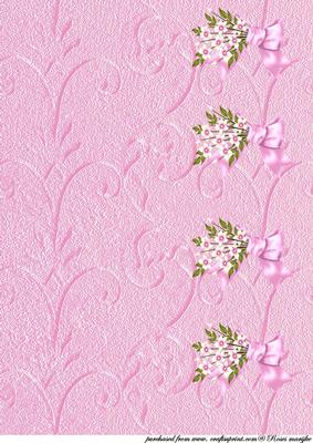 A4 Backing Paper Pink Flowers and Bow