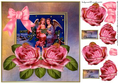 Vintage Christmas Roses Romantic Angels