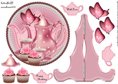 Tea Time in Pink Plate and Stand
