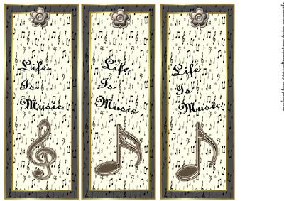 Life is Muscic Male Bookmarks/toppers