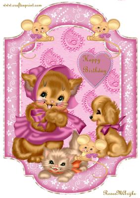 A4 Cute Kitten in Pink