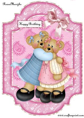 A4 Cute Girl Bear Friends