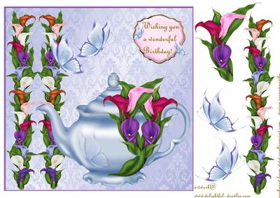 Butterflie Lillies Teapot Beauty