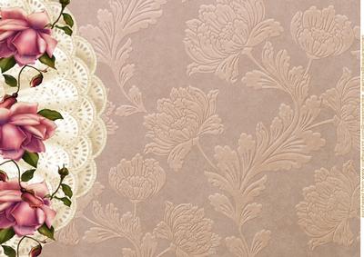 A4 Background Rose Lace and Damask Beauty