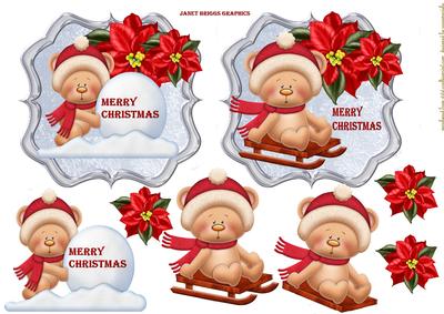 Two Toppers Christmas Snowfun Teddies